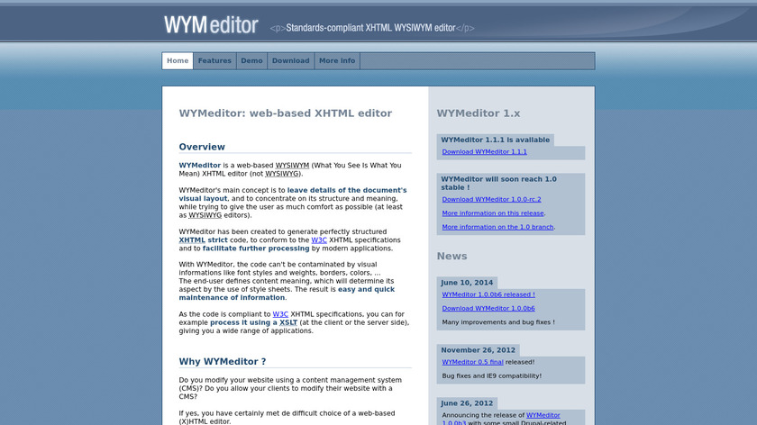 WYMeditor Landing Page