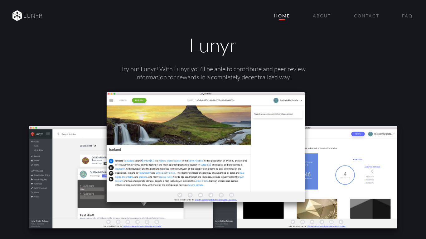 Lunyr Landing page