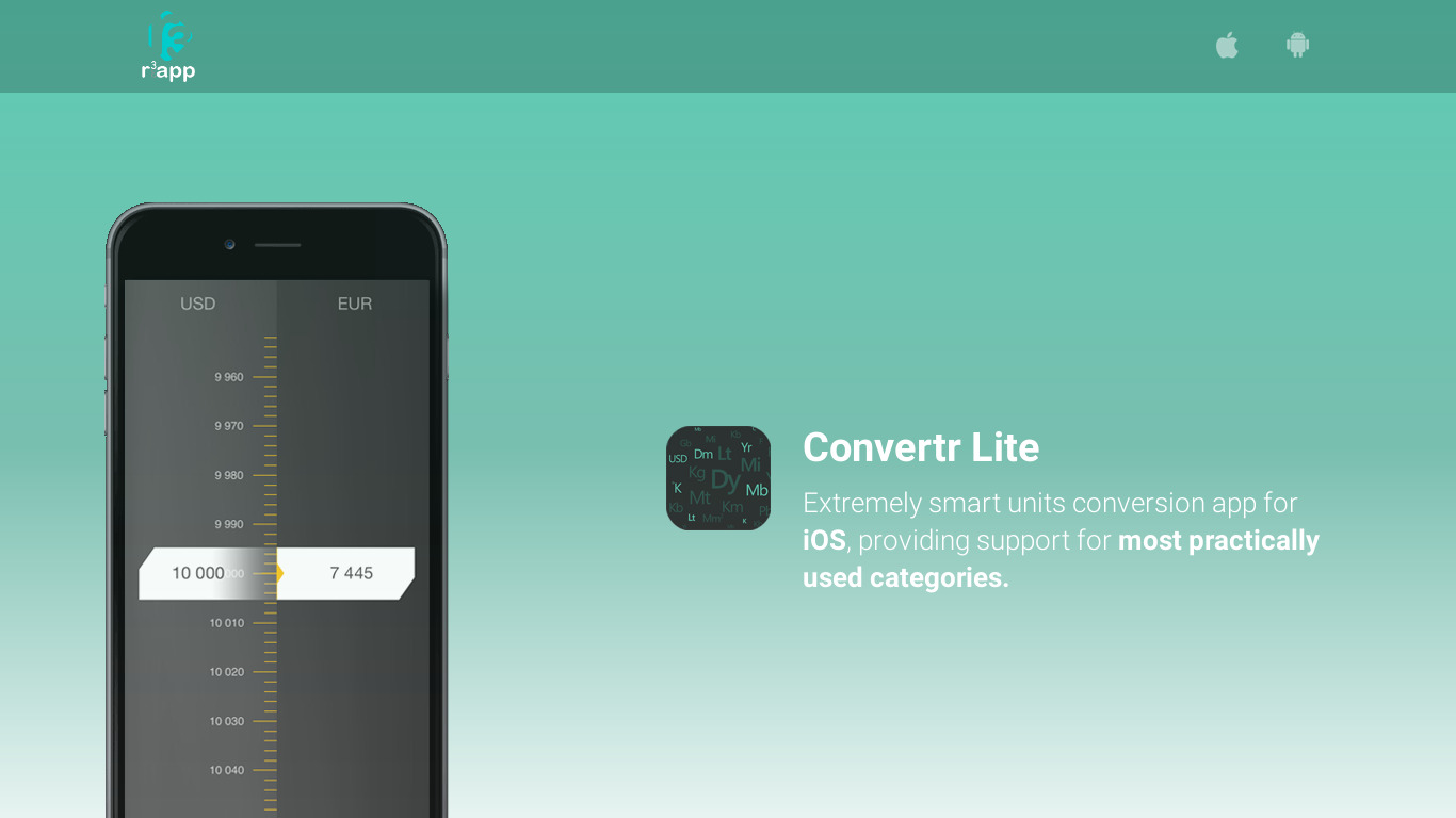 Convertr App Landing page