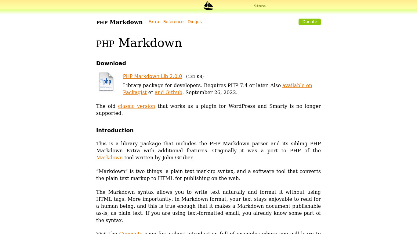 PHP Markdown Landing page