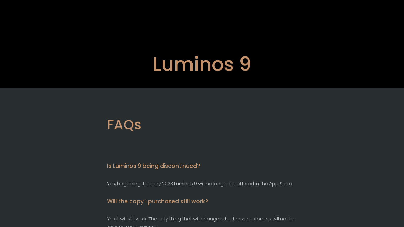 Luminos Landing page