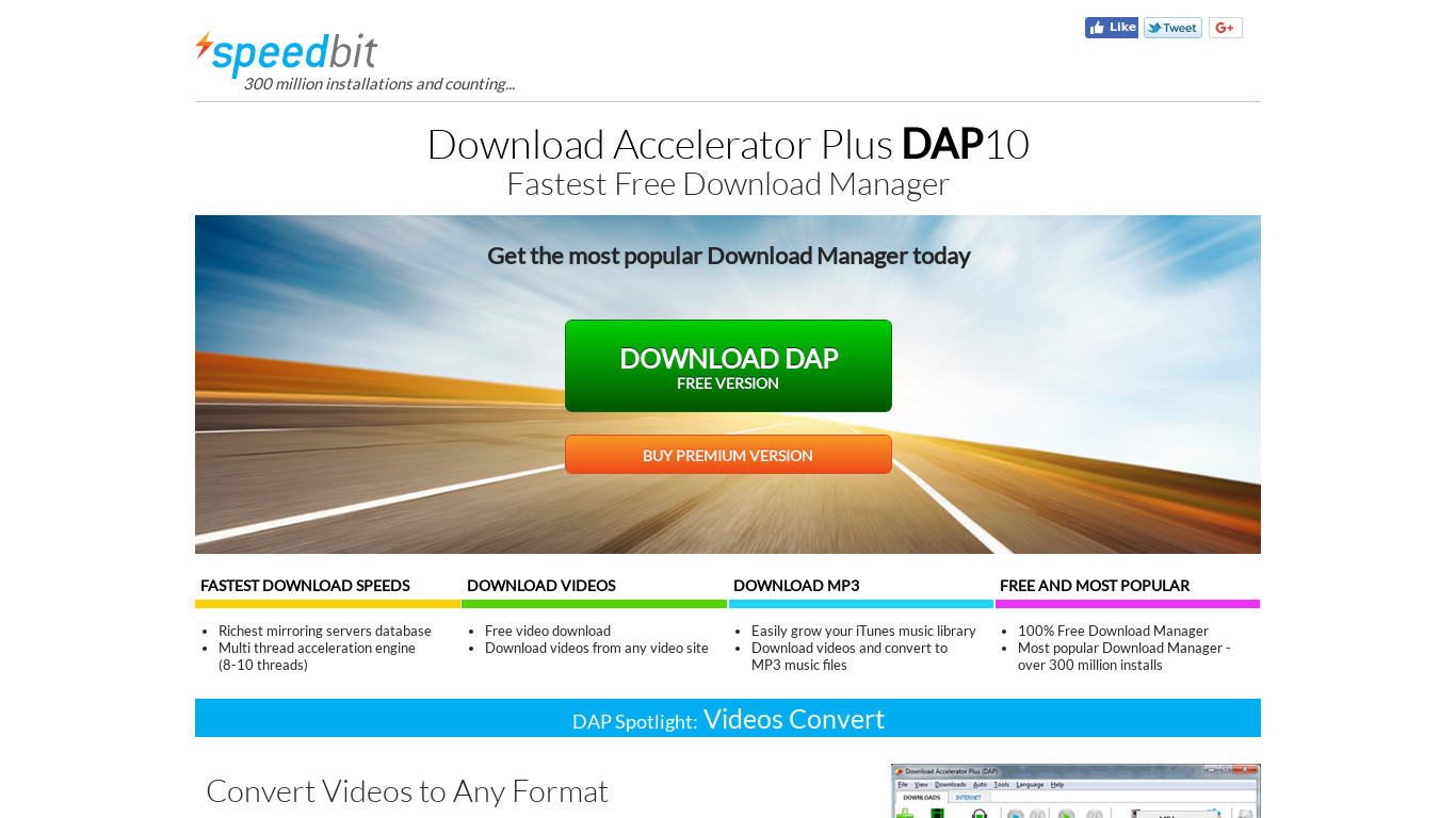 Download Accelerator Plus Landing page
