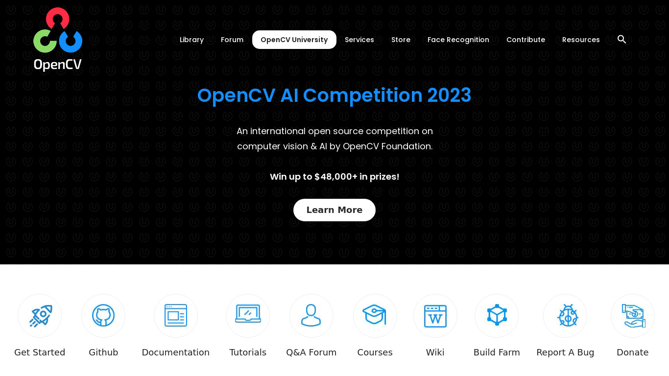OpenCV Landing page