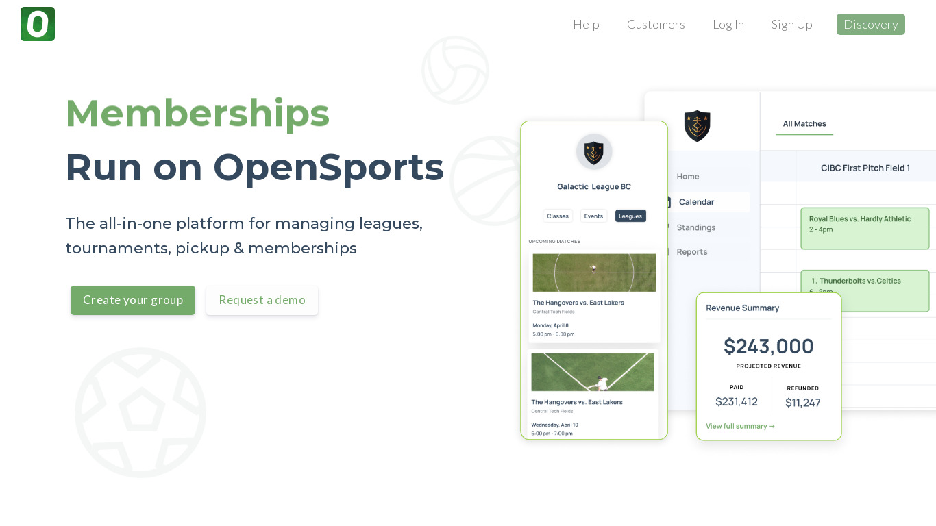 OpenSports Landing page