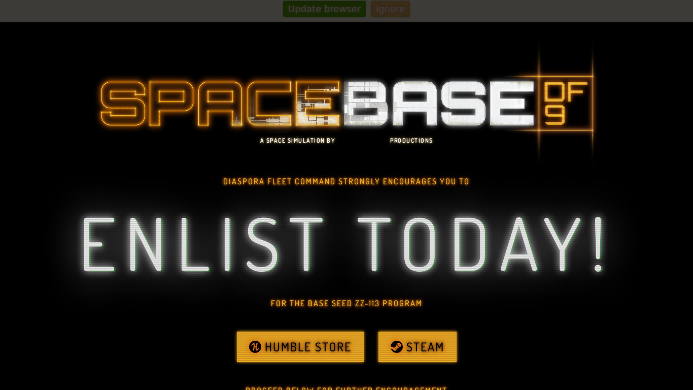 Spacebase DF-9 Landing page