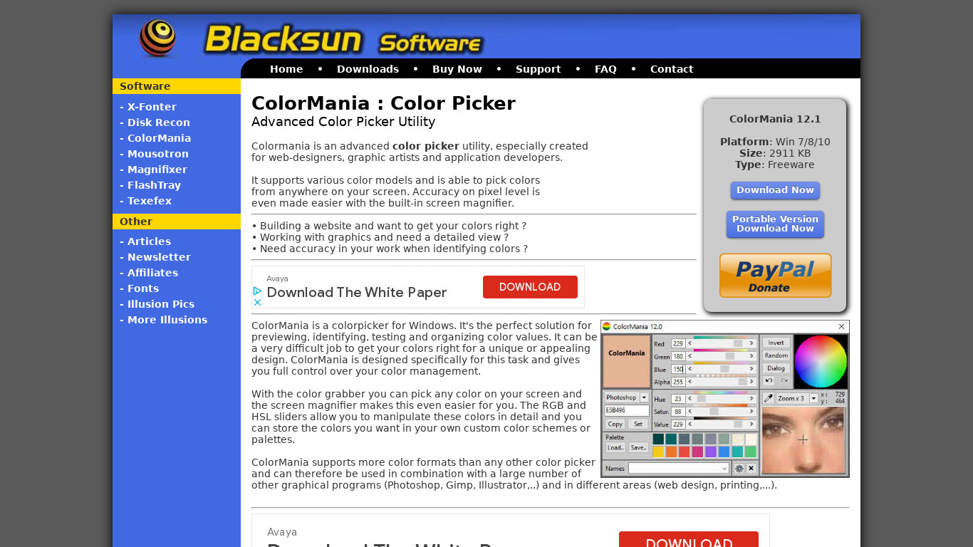 ColorMania Landing page