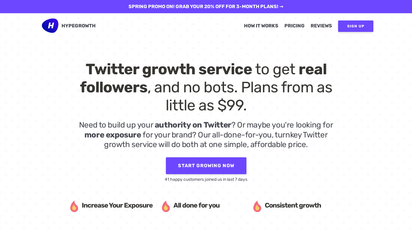 Hypegrowth Landing page