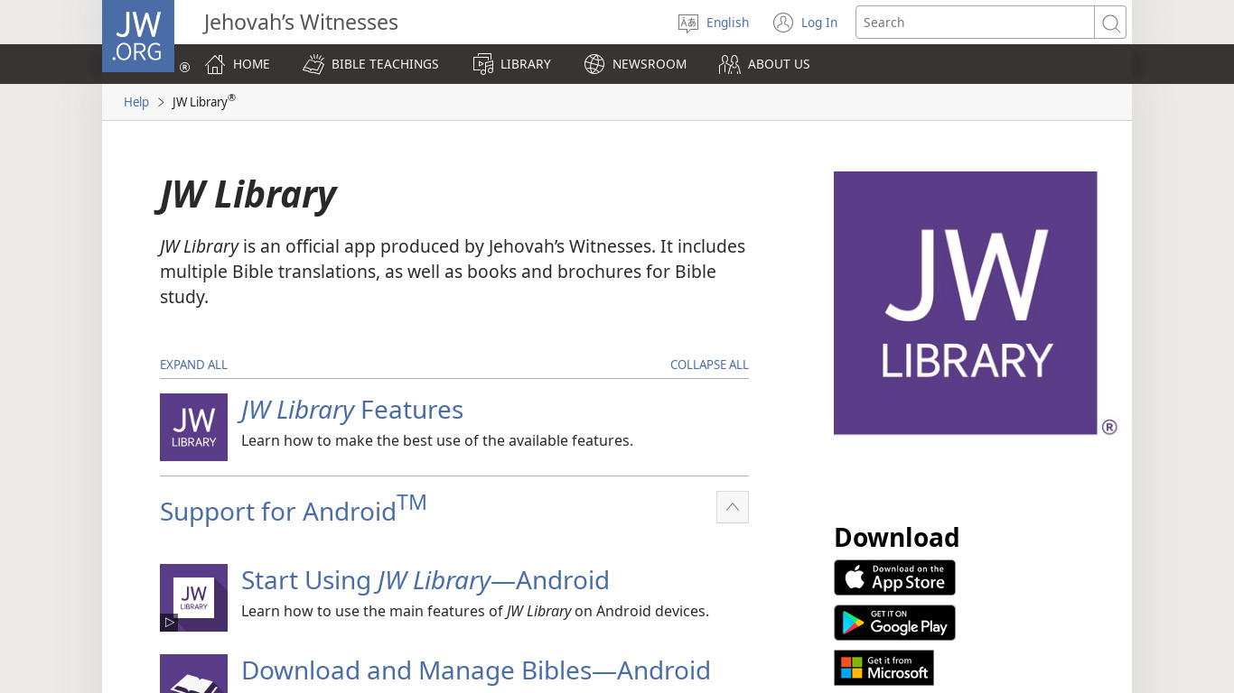 JW Library Landing page