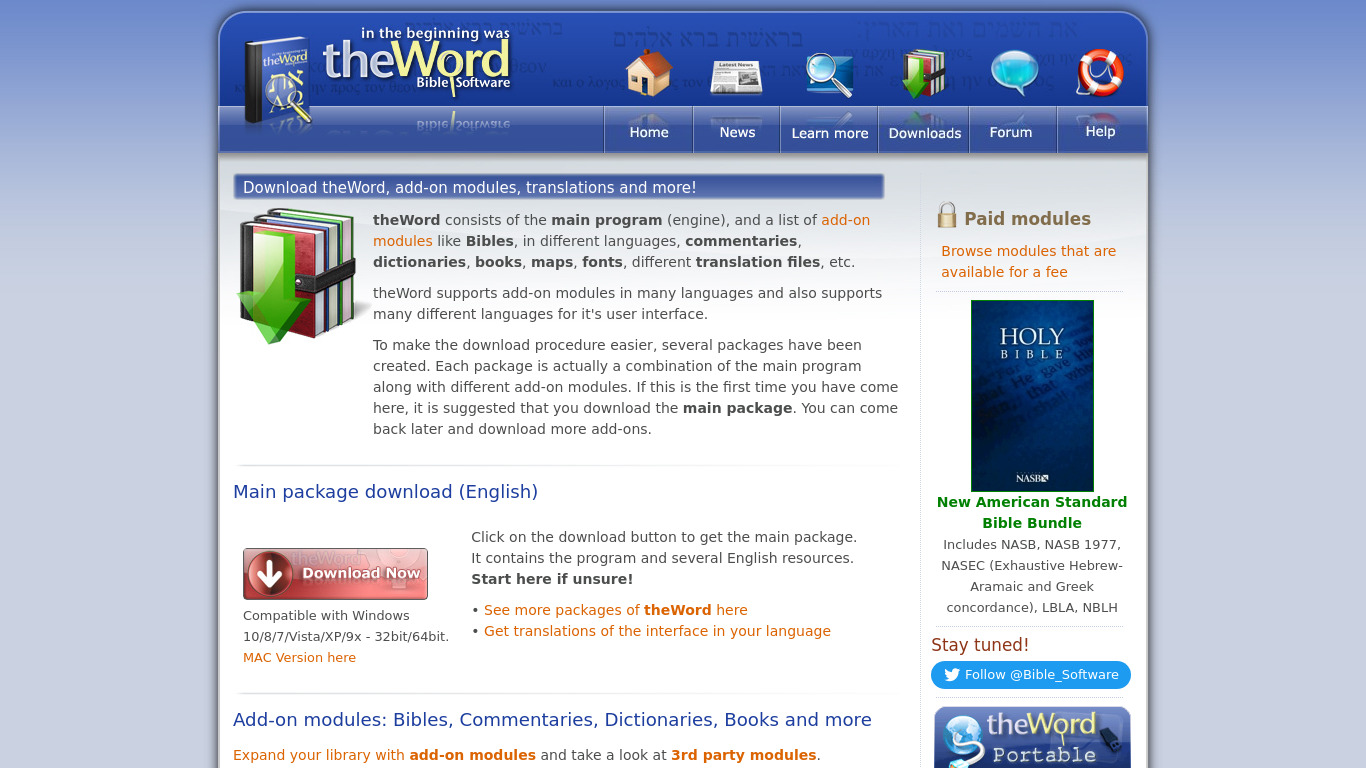 The Word Landing page