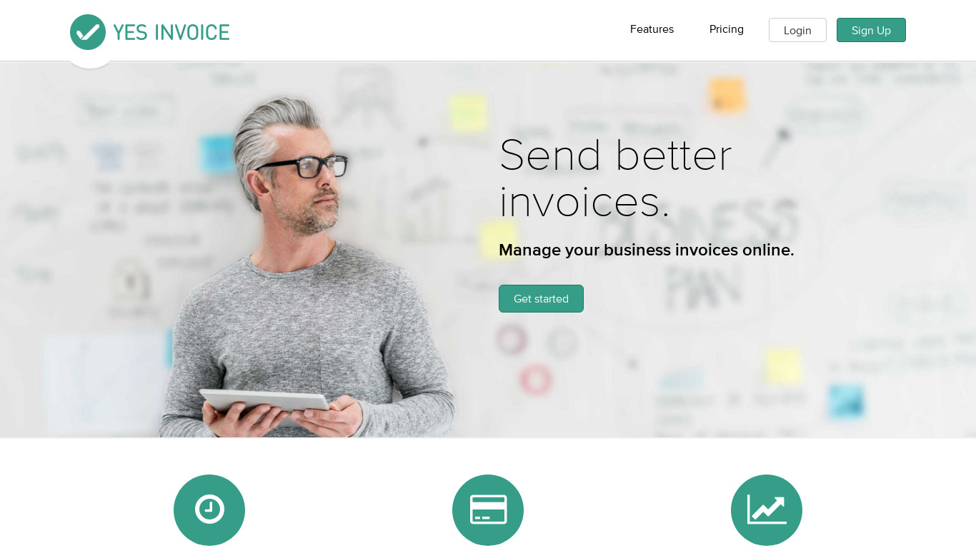 Yes Invoice Landing page