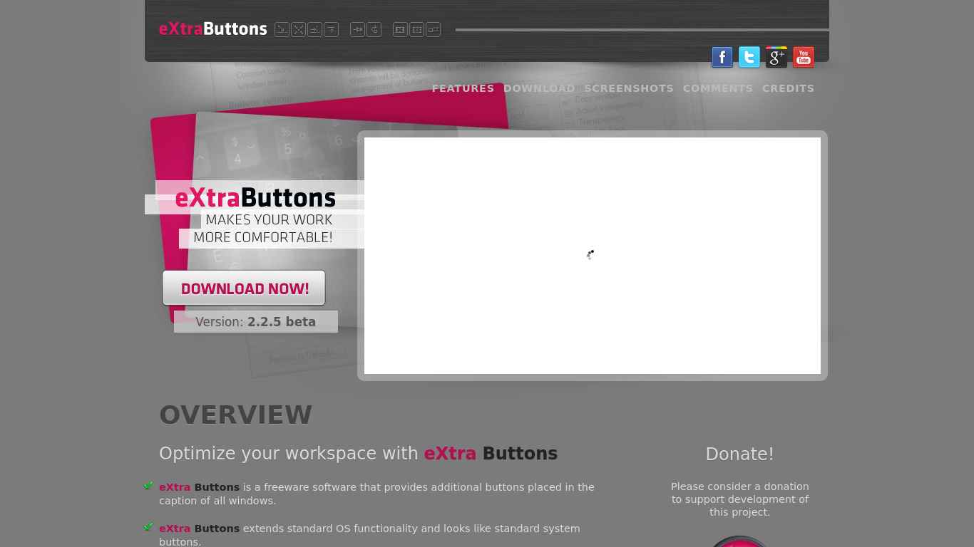 eXtra Buttons Landing page