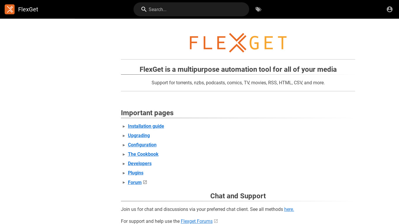 FlexGet Landing page