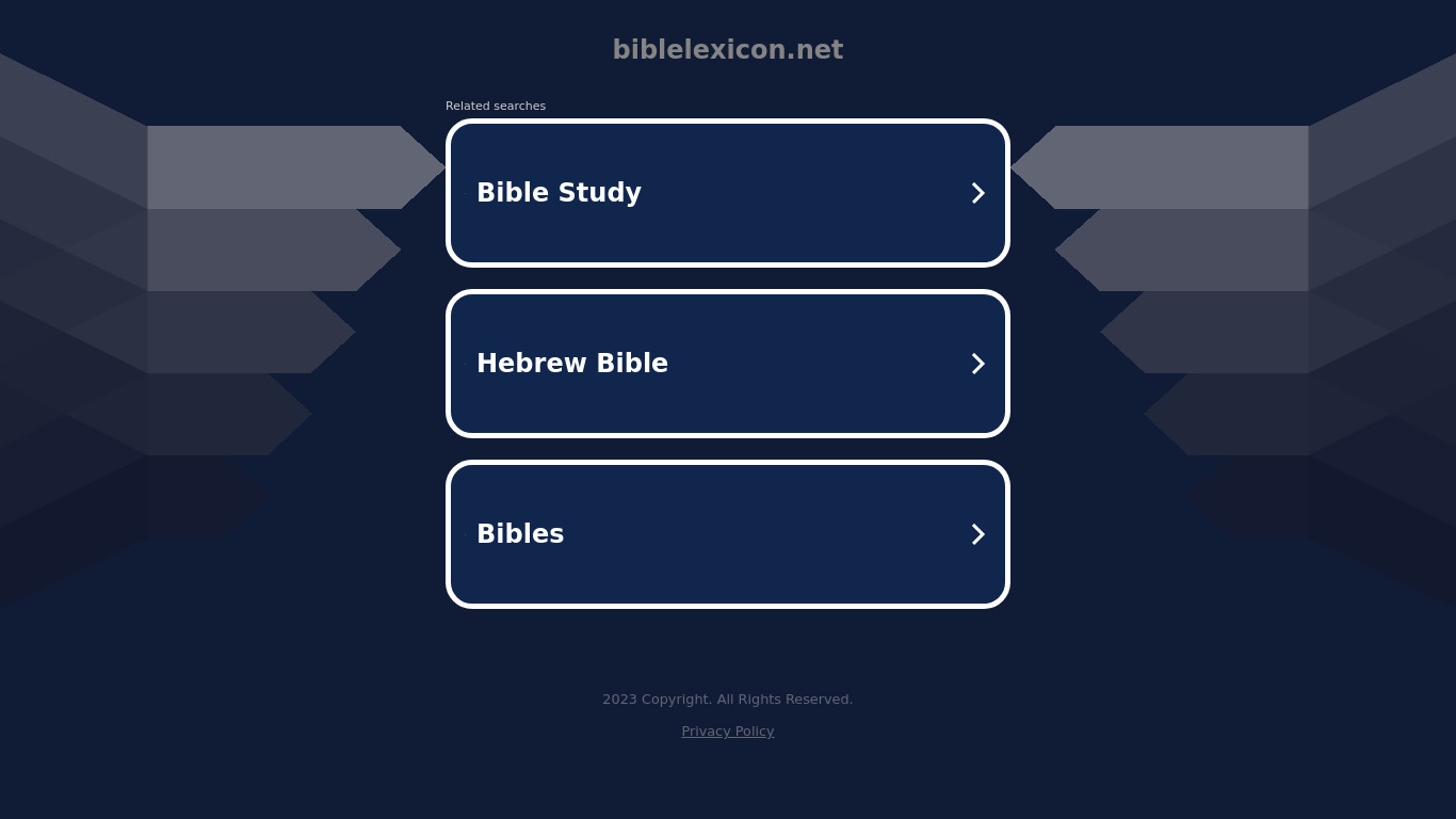 Bible lexicon Landing page