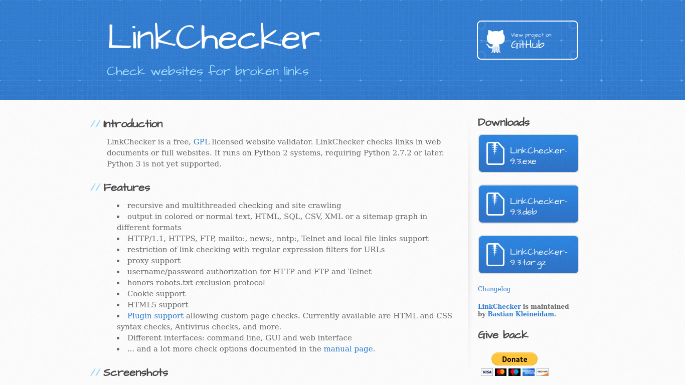 LinkChecker Landing page