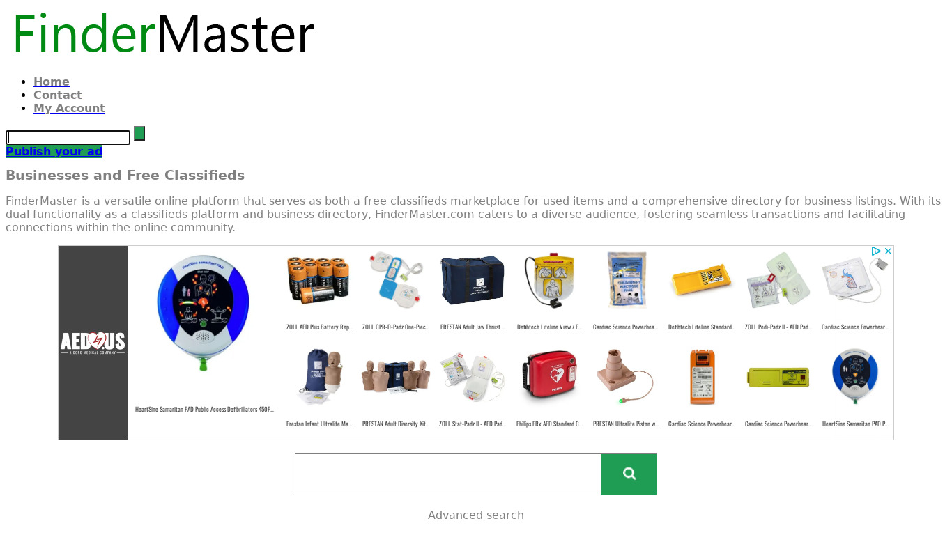 FinderMaster Landing page
