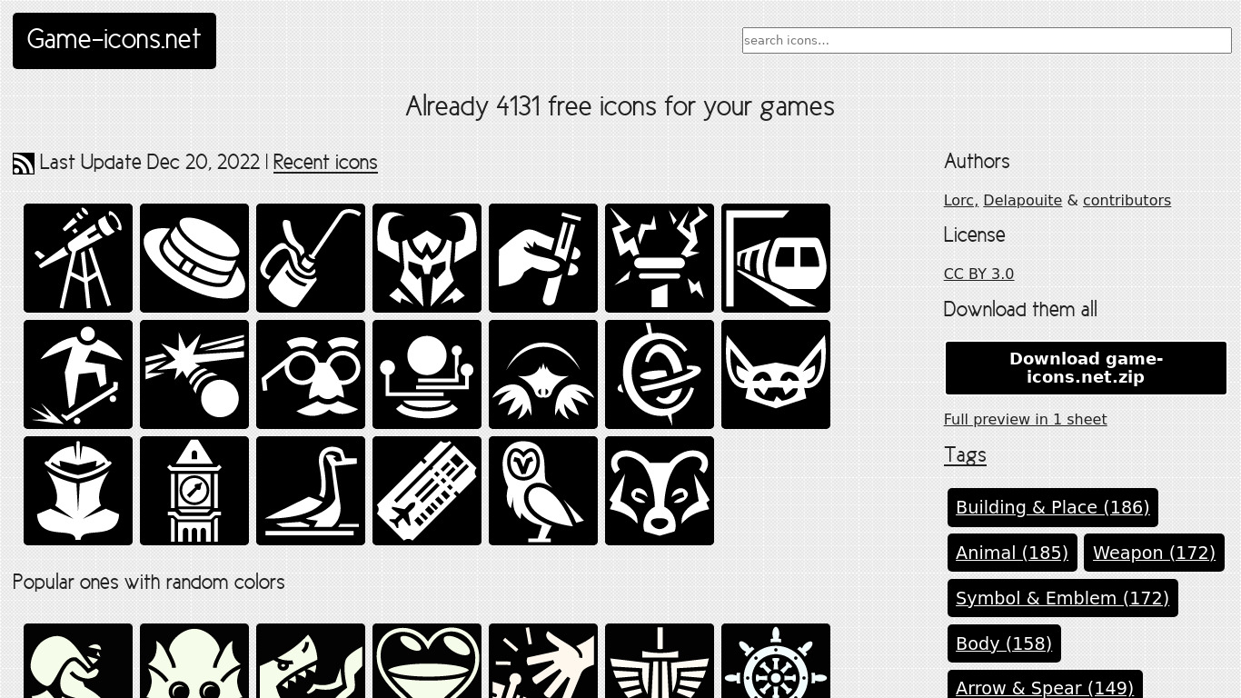 Game-Icons Landing page