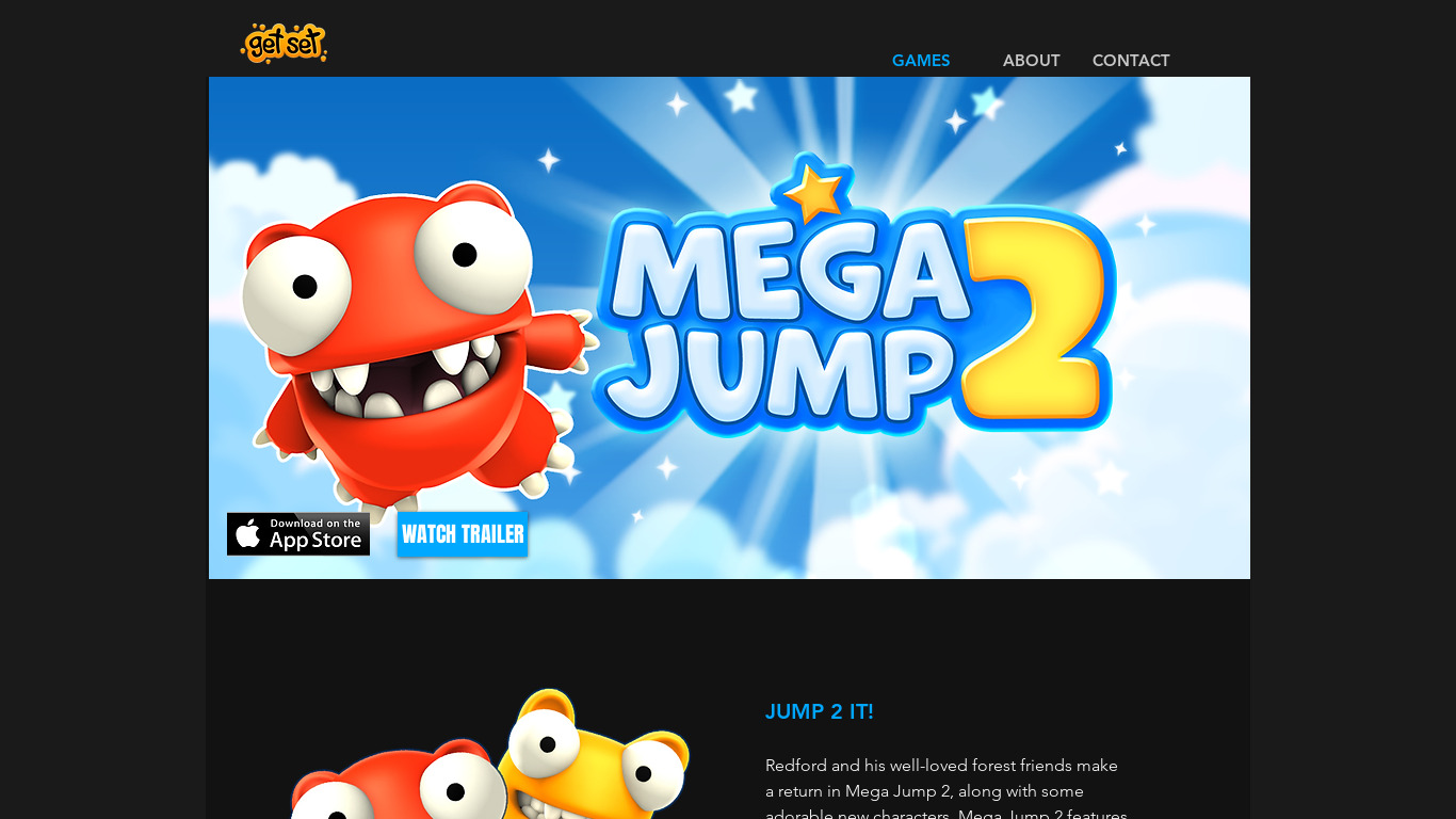 Mega Jump Landing page