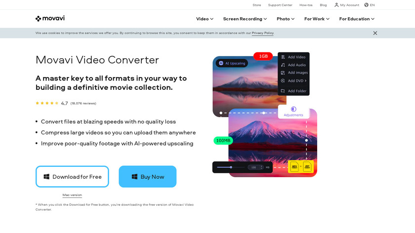 Movavi Video Converter Landing Page