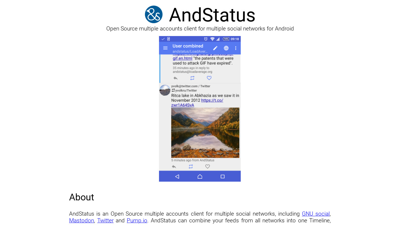 AndStatus Landing page