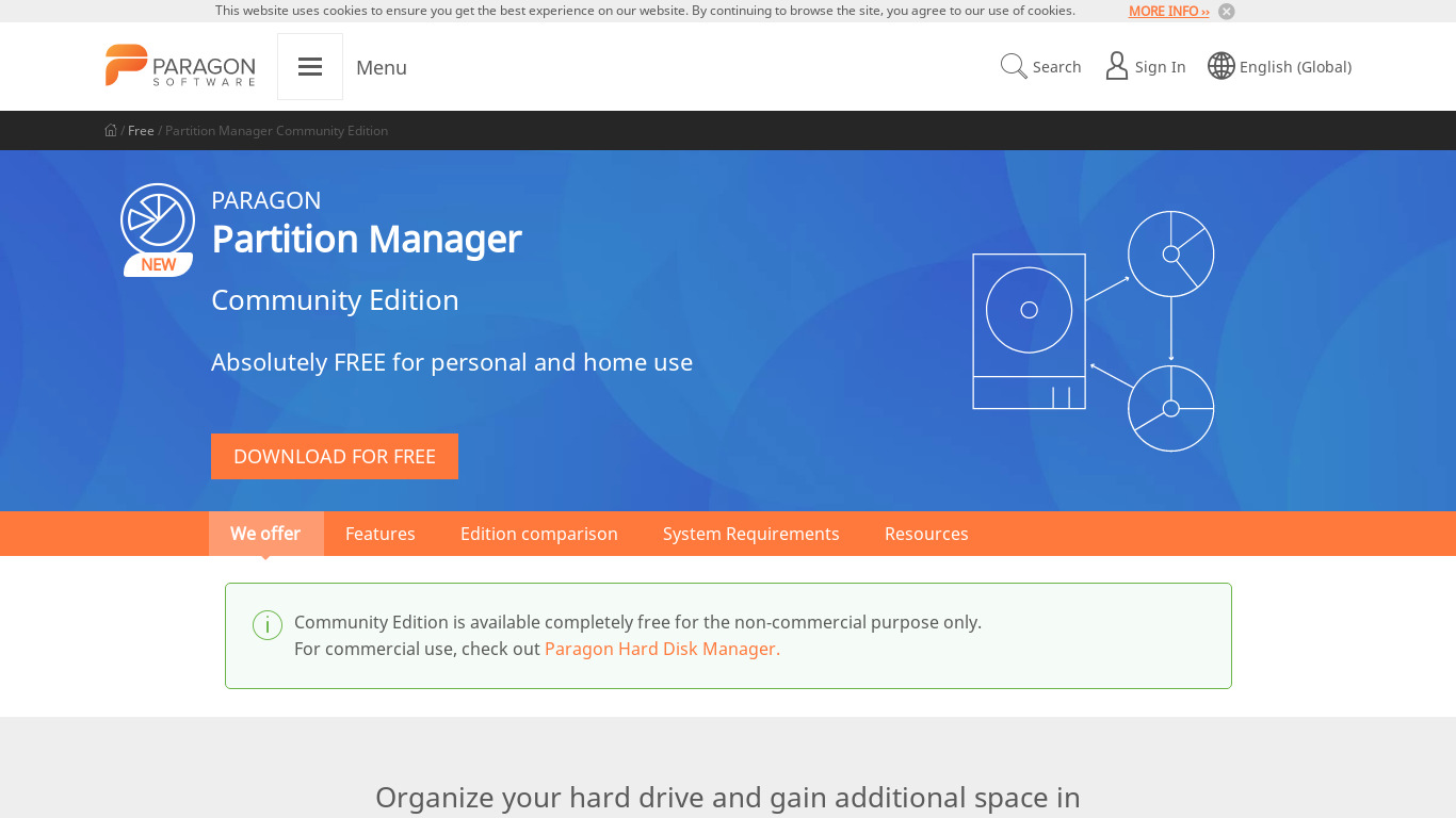 Paragon Partition Manager Landing page