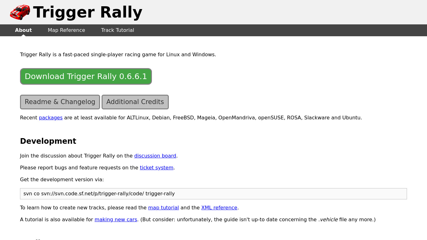 Trigger Rally Landing page