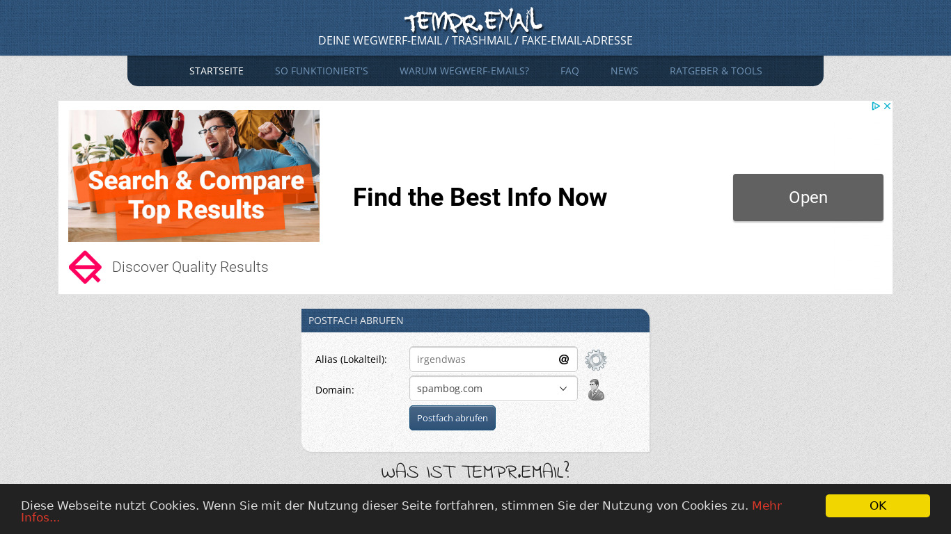 Spambog.com Landing page