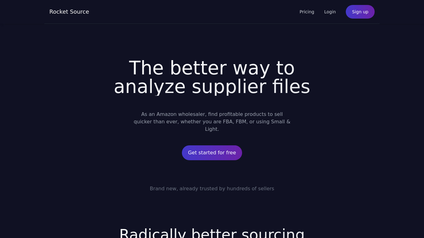 Rocket Source Landing page