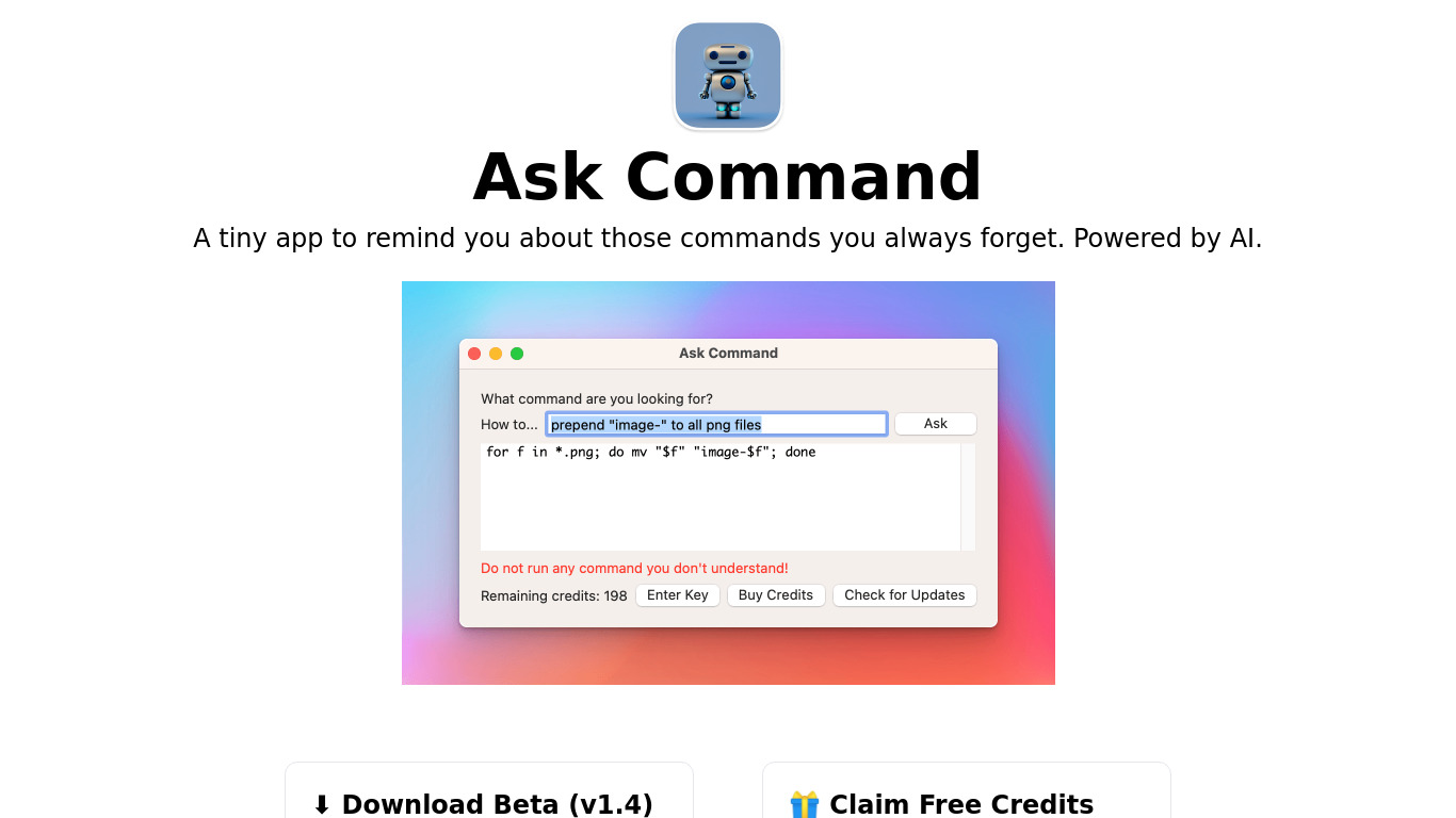 Ask Command Landing page