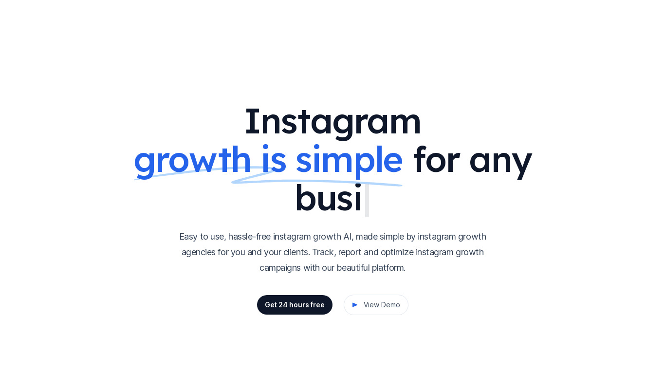 Instagrowth Landing page