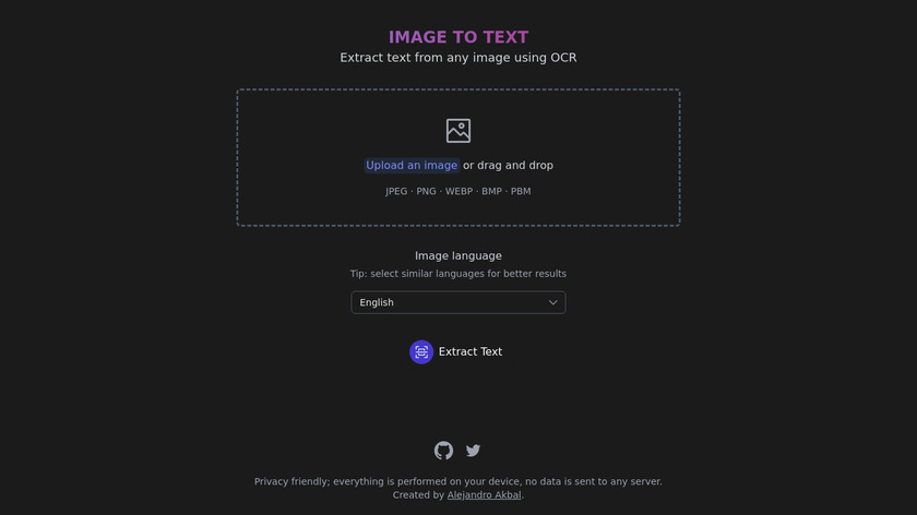 Image to Text Landing Page
