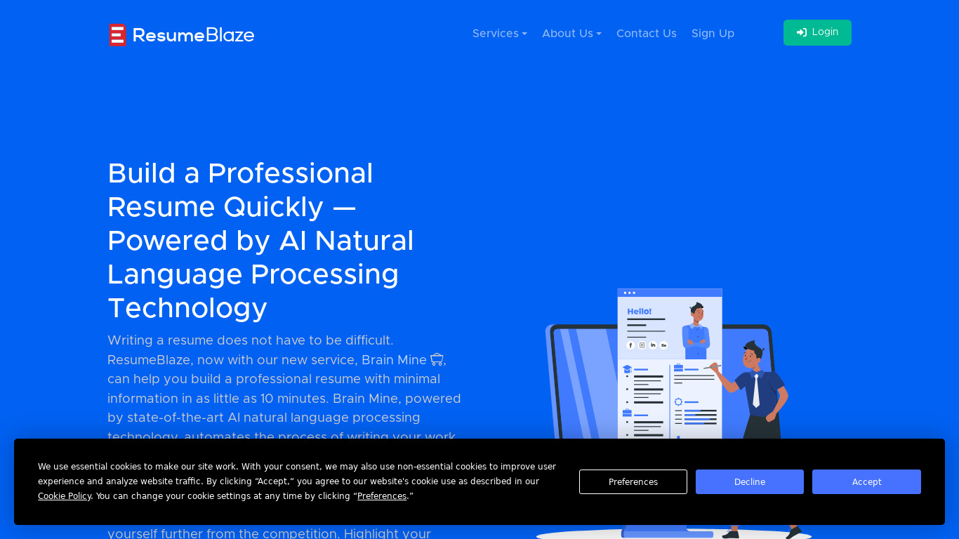 ResumeBlaze Landing page