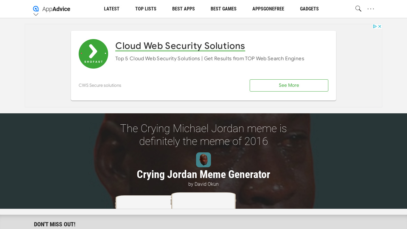 Crying Jordan Meme Generator Landing page