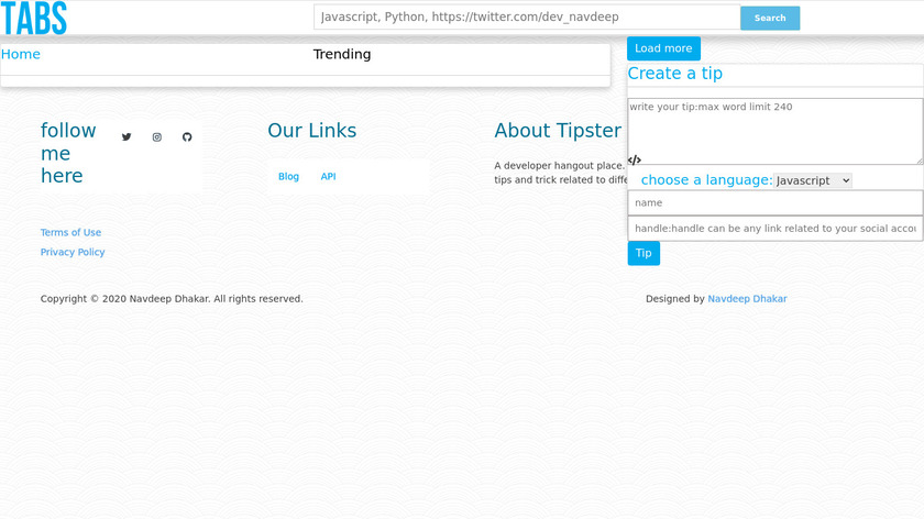 TABS Landing Page