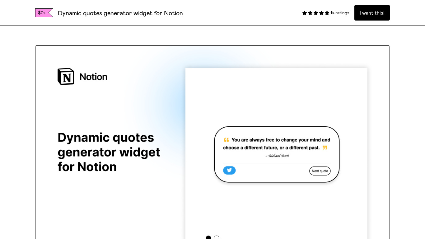 Notion quotes generator Landing page
