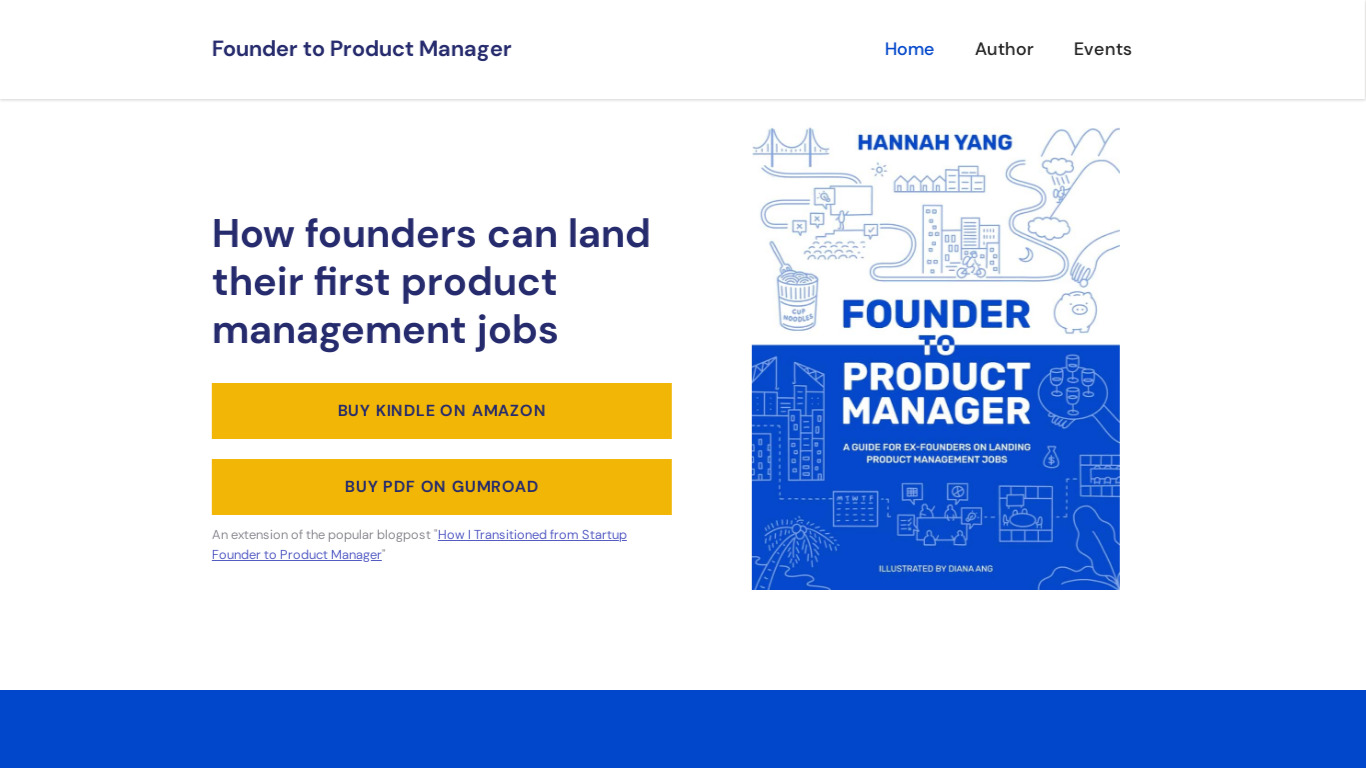 Founder to Product Manager Landing page