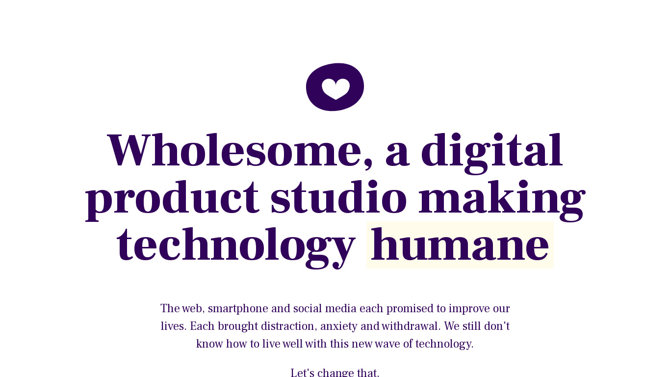 The Wholesome Technology Company Landing page