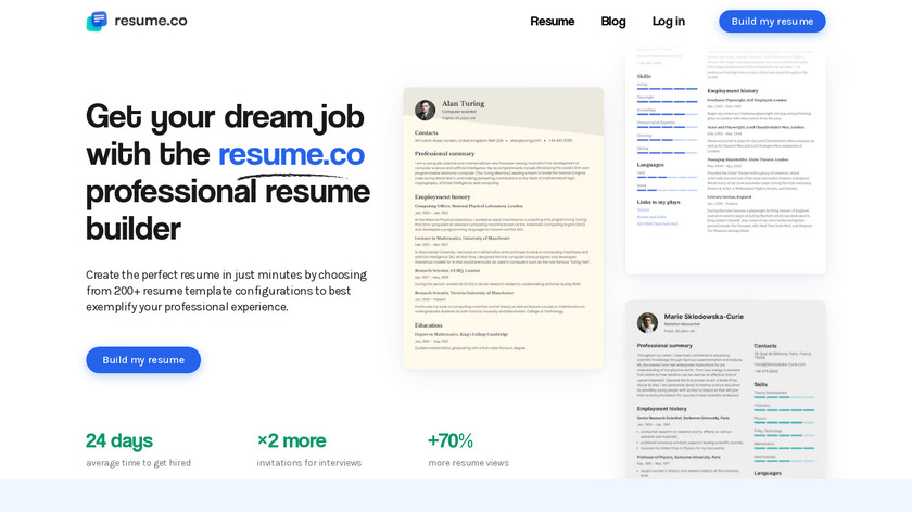 resume.co Landing Page