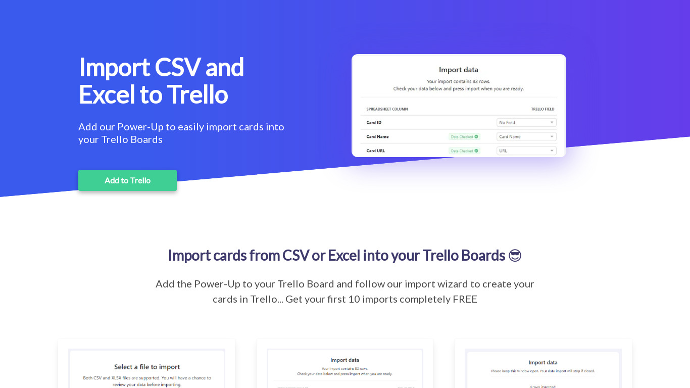 Imports for Trello Landing page