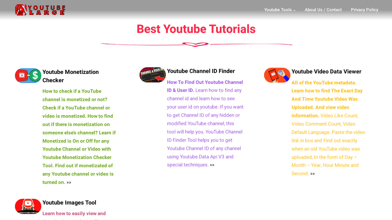 Youtube Large Landing page