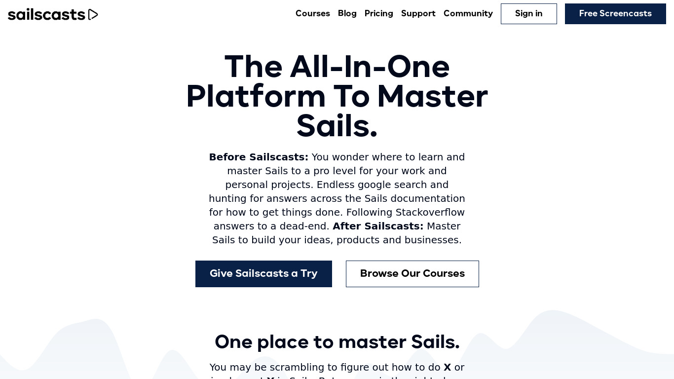 Sailscasts Landing page