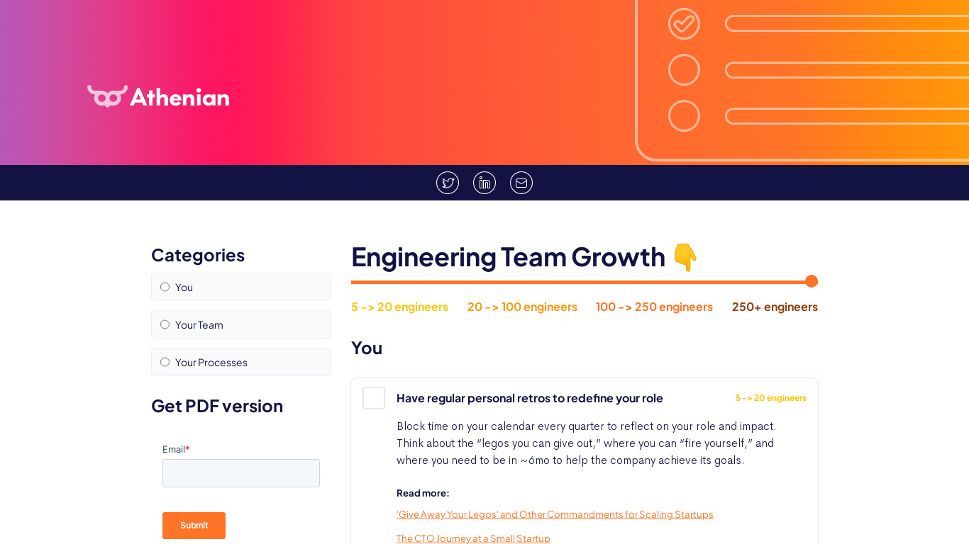 Scaling Your Engineering Org Checklist Landing page