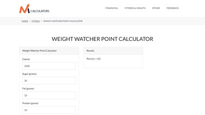 Weight watchers point calculator image