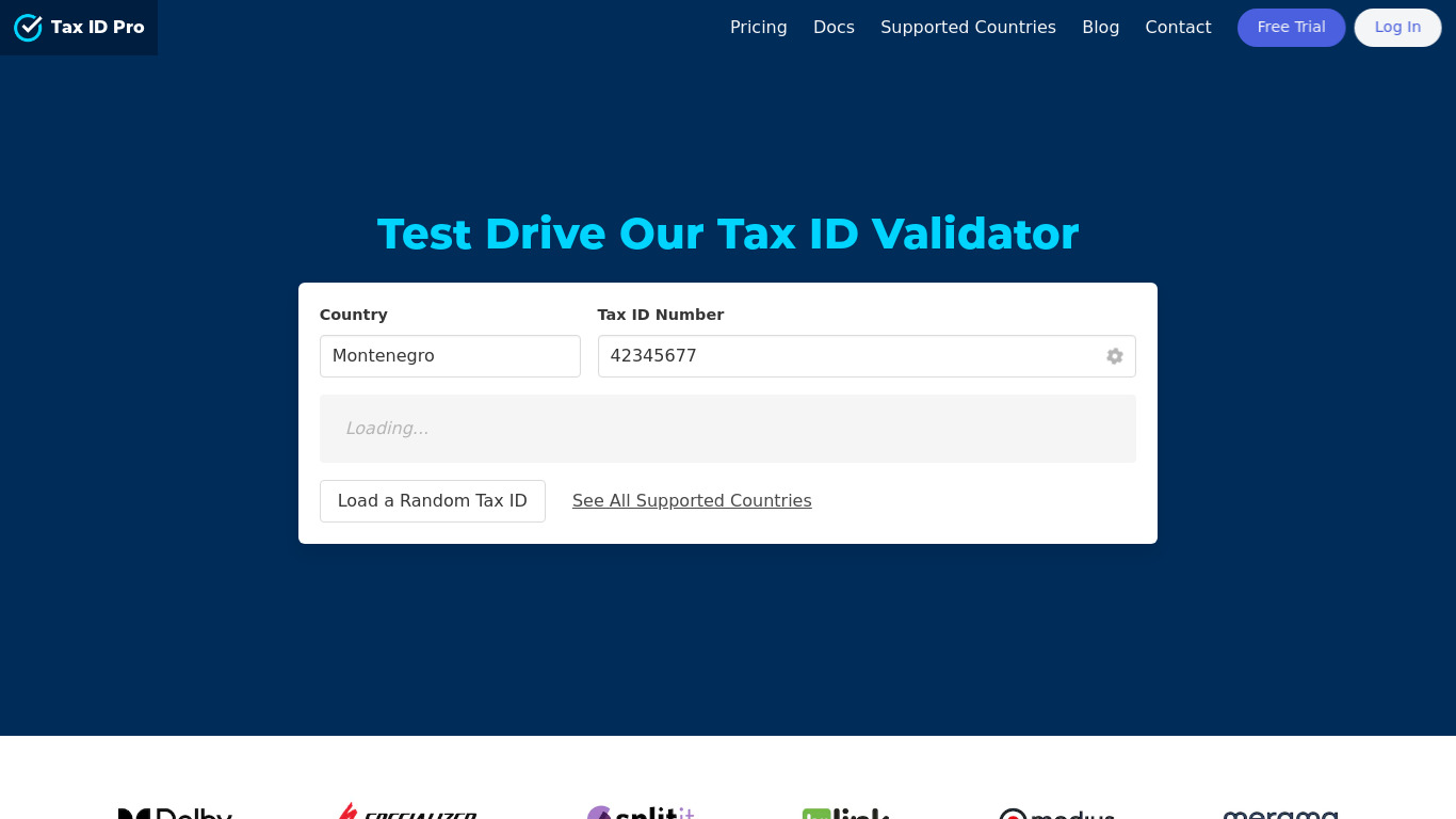 Tax ID Pro Landing page