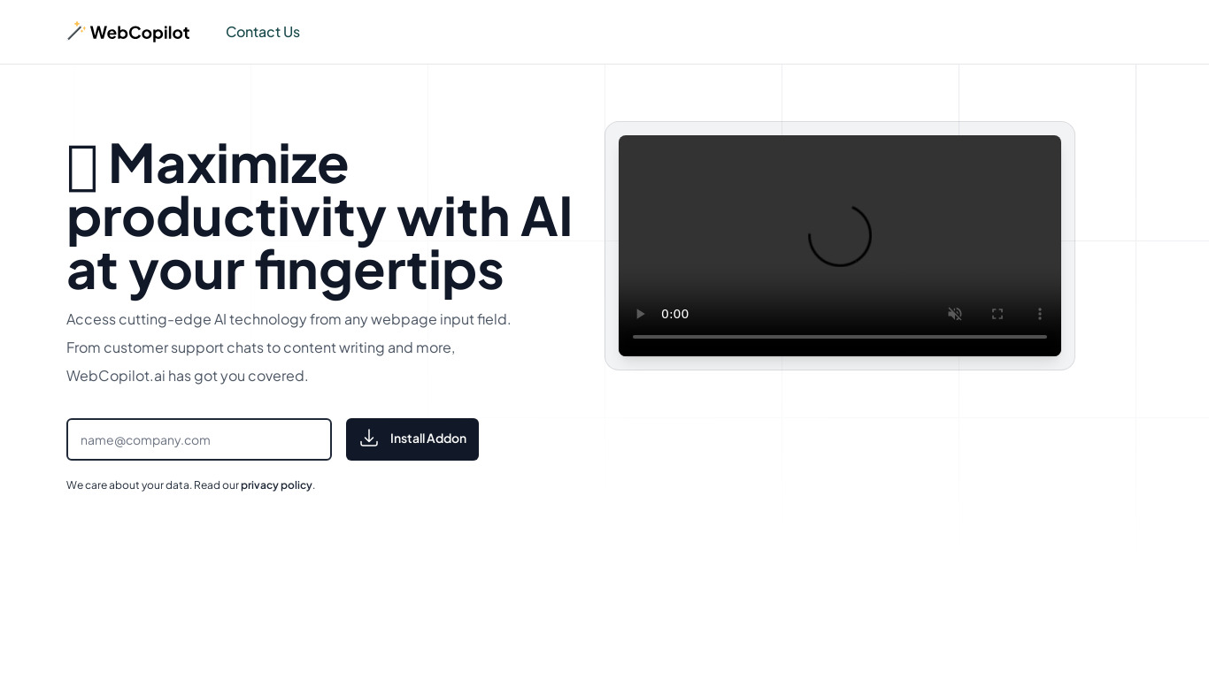 WebCopilot Landing page