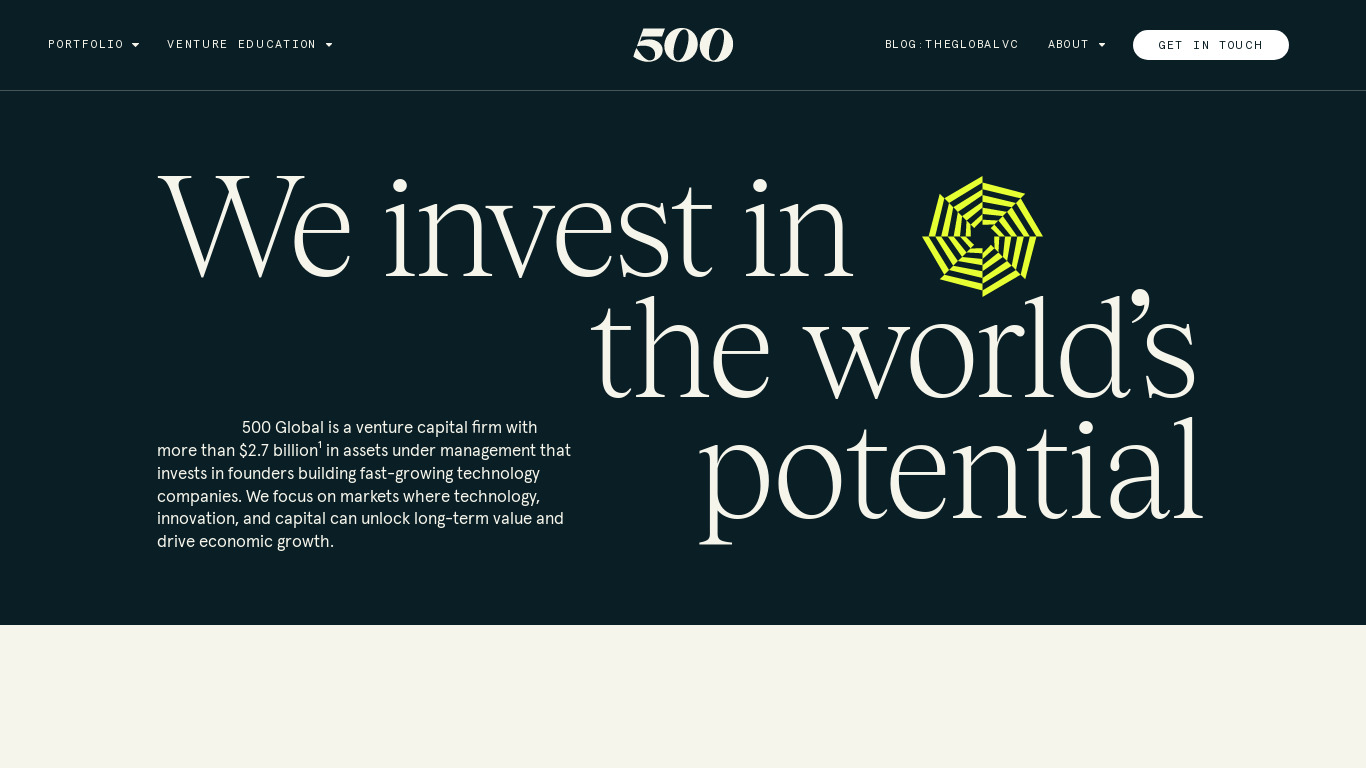 500 Startups Landing page