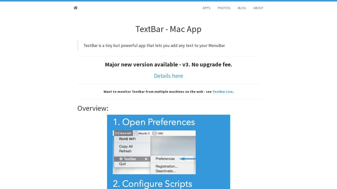 TextBar Landing page