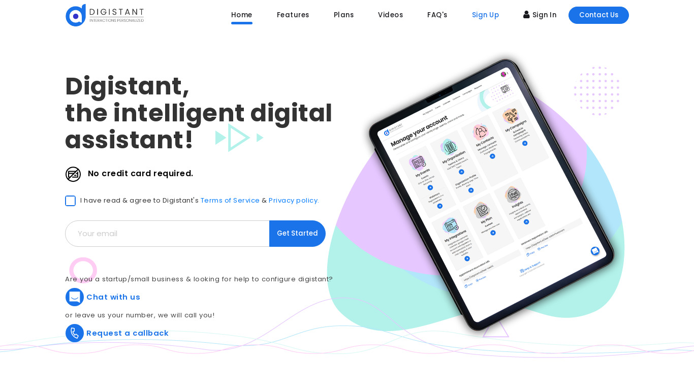Digistant Landing page
