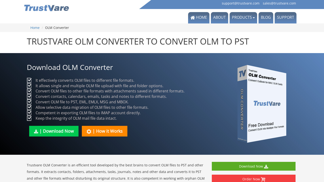 Trustvare OLM Converter Landing page