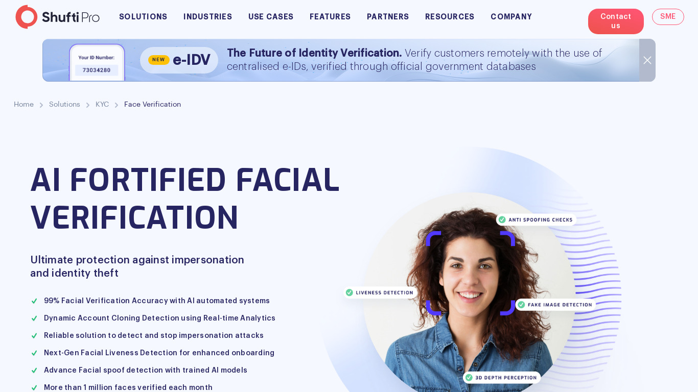 Face Verification Landing page