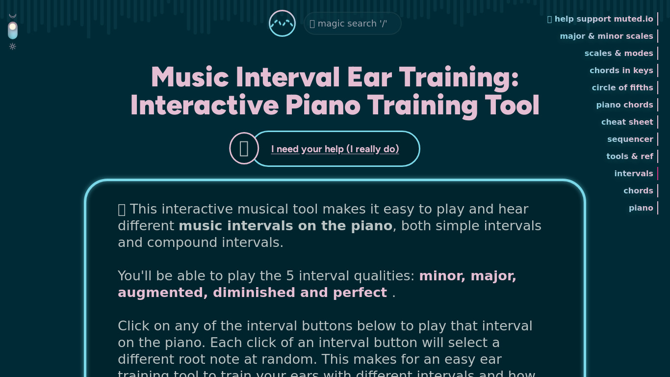 Music Interval Training Tool Landing page
